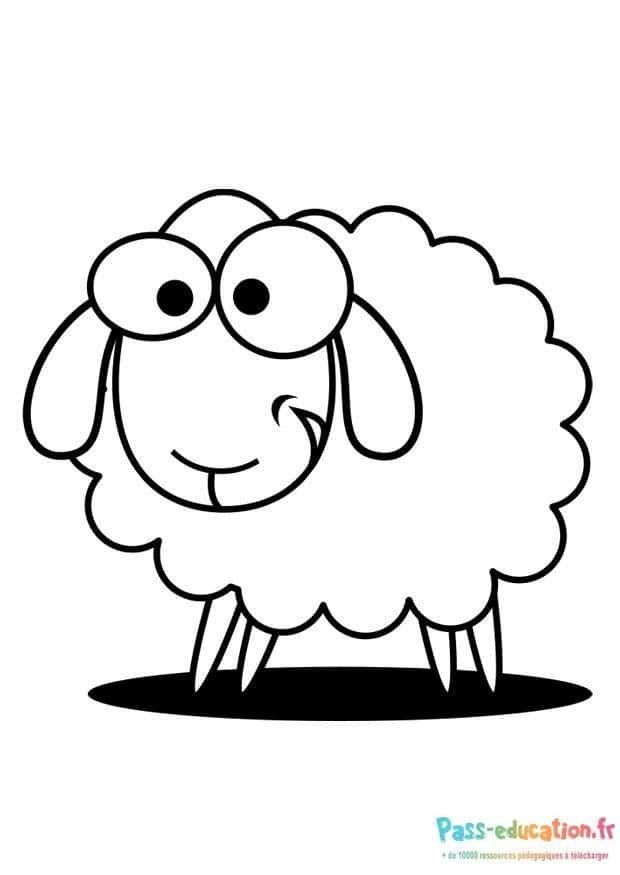 Coloriage Mouton souriant à imprimer et colorier