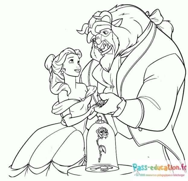 Coloriage Belle et la Bête à imprimer et colorier