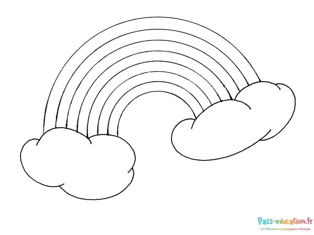 Coloriage Arc-en-ciel et nuages à imprimer et colorier
