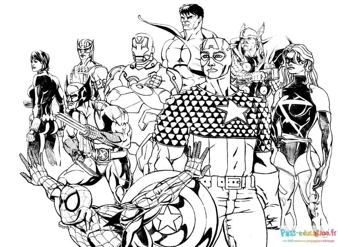 Coloriage Super-héros en action à imprimer et colorier