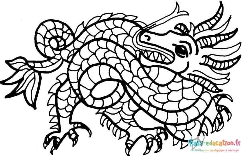 Coloriage Dragon chinois à imprimer et colorier
