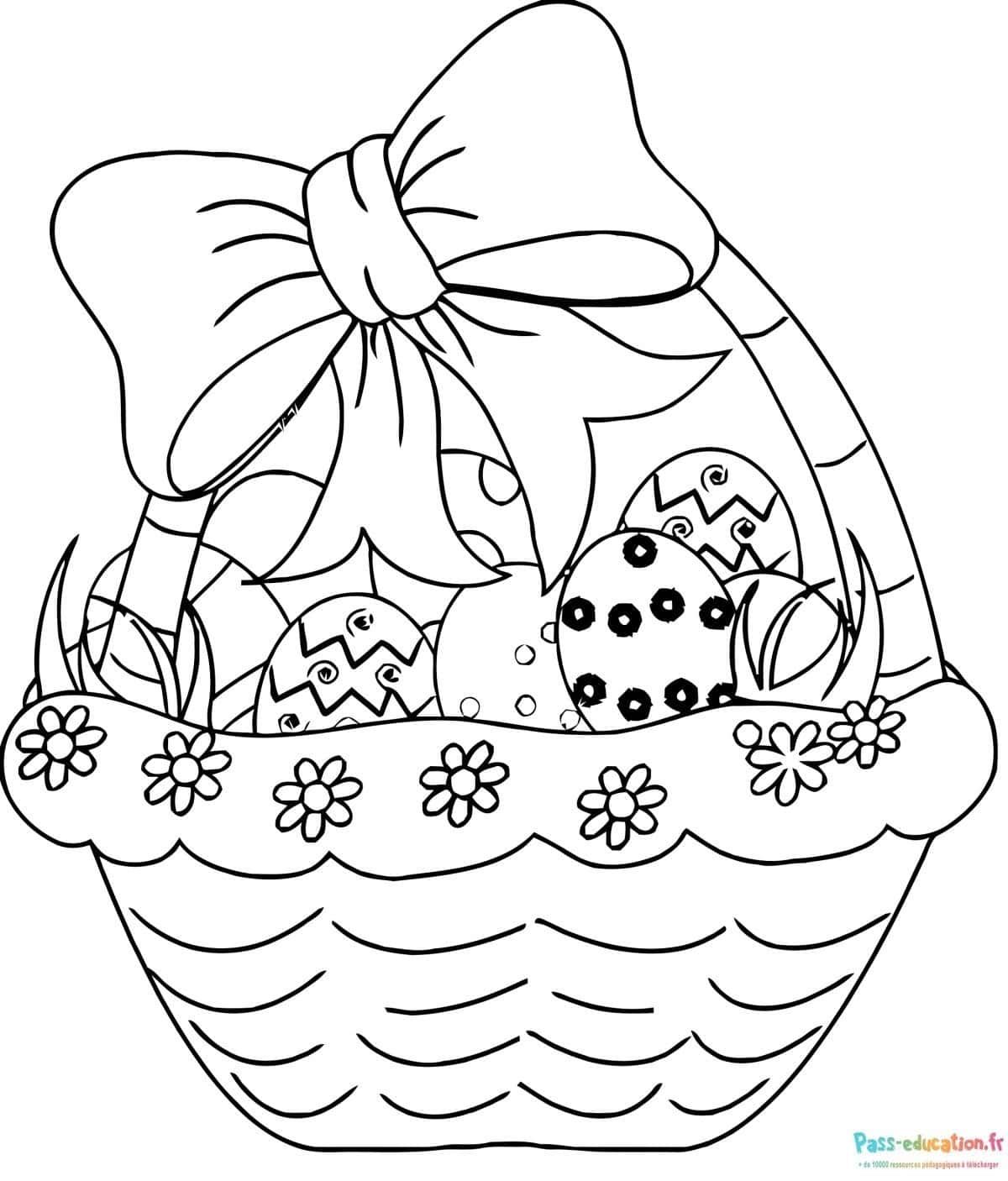 Coloriage Panier de Pâques à imprimer et colorier