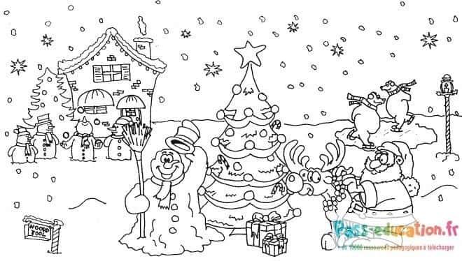 Coloriage Fête Noël enchantée à imprimer et colorier