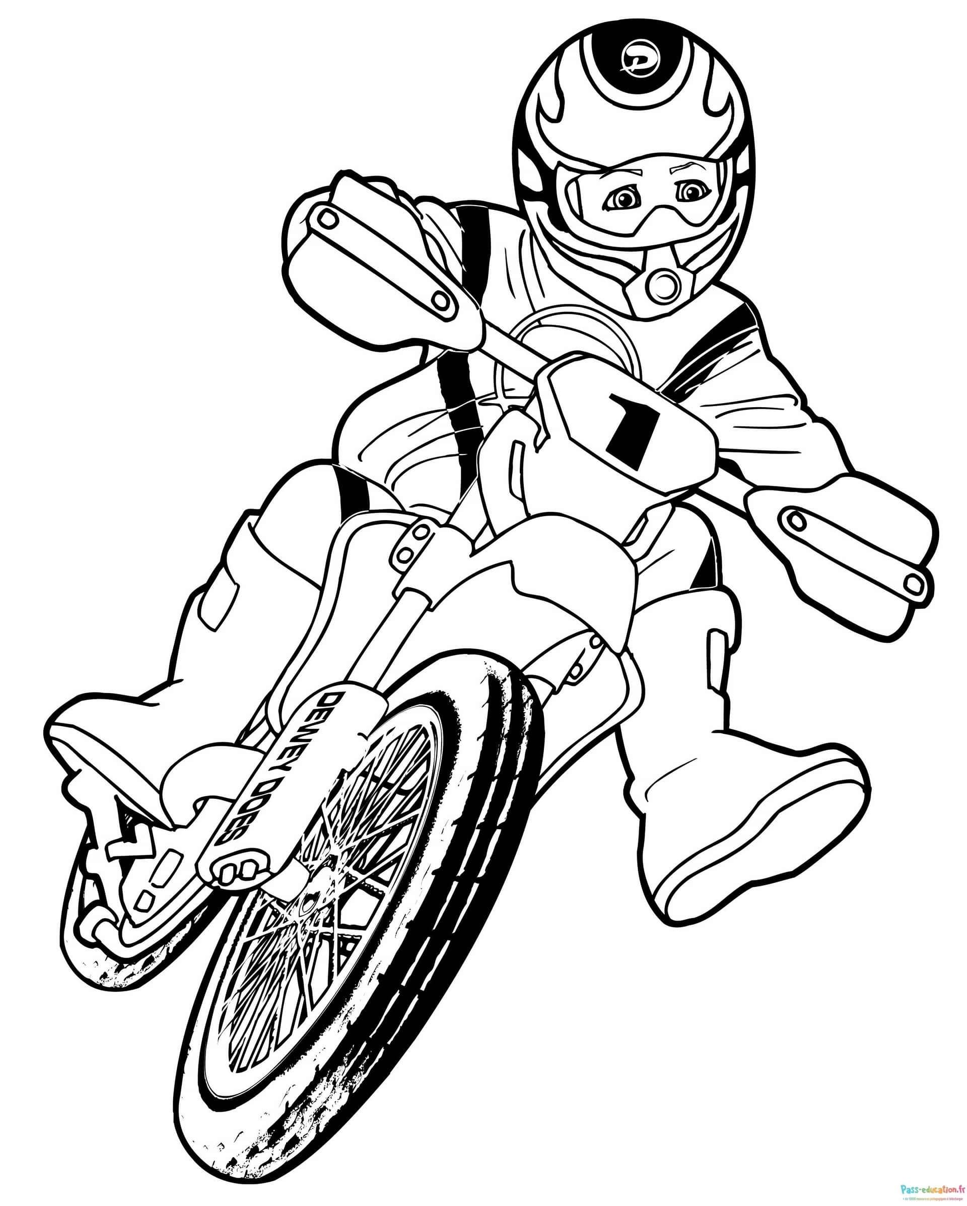 Coloriage Pilote de Moto Cross à imprimer et colorier