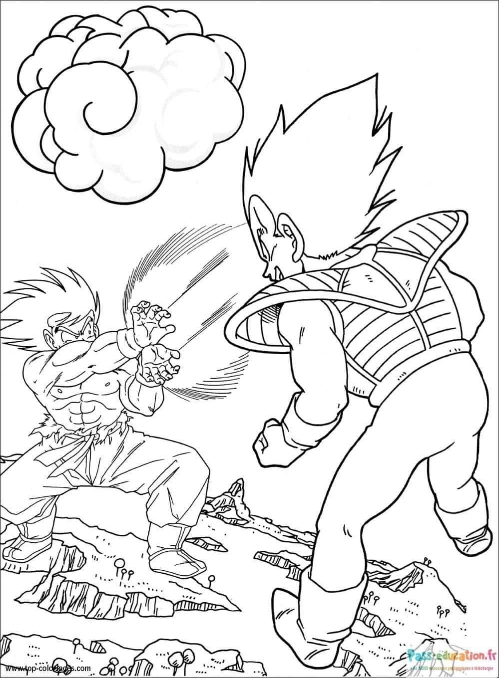 Coloriage Vegeta contre ennemi à imprimer et colorier
