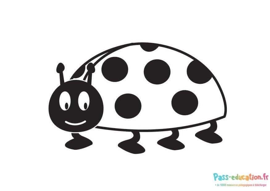 Coloriage Coccinelle souriante à imprimer et colorier