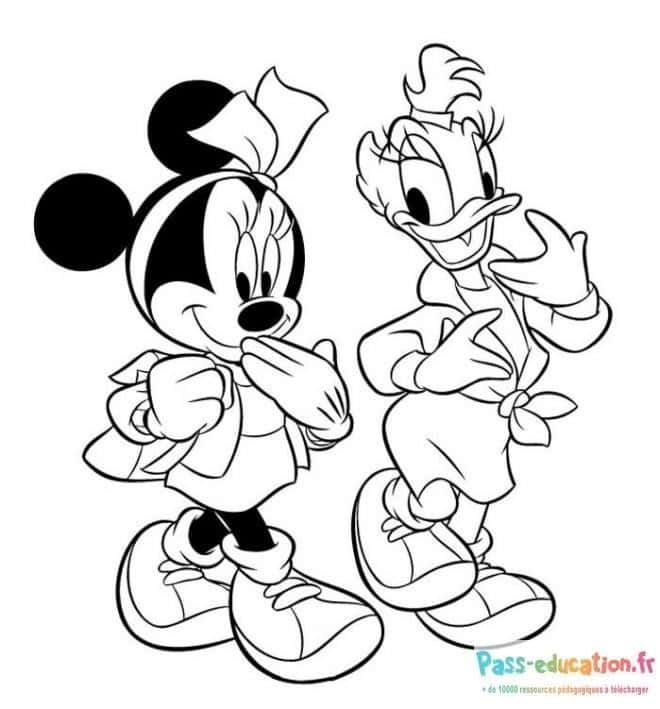 Coloriage Minnie et Daisy à imprimer et colorier