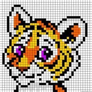 Coloriage Chat pixel à imprimer et colorier