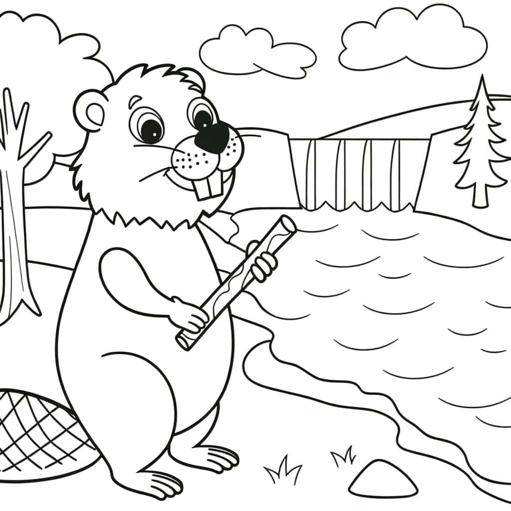 Coloriage Castor musicien à imprimer et colorier