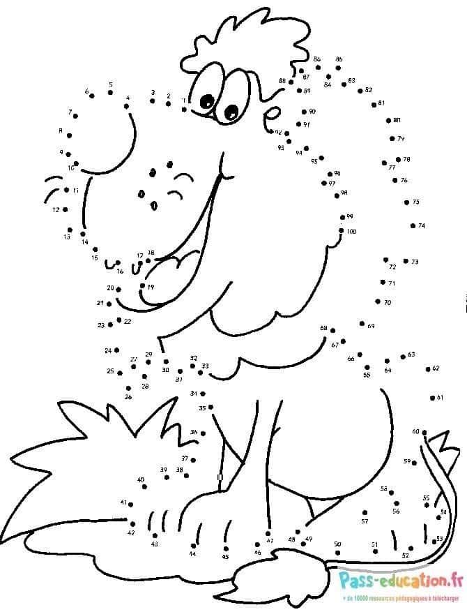 Coloriage Dinosaure à connecter à imprimer et colorier