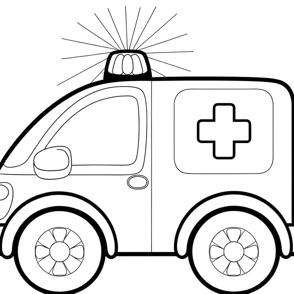 Coloriage Ambulance à imprimer et colorier