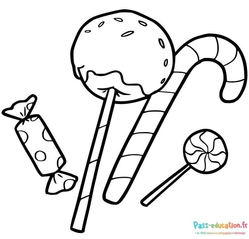 Coloriage Assortiment de bonbons à imprimer et colorier