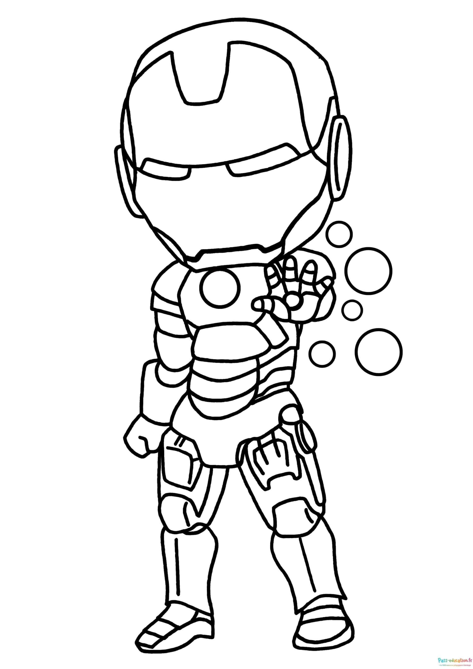 Coloriage Iron Man en action à imprimer et colorier
