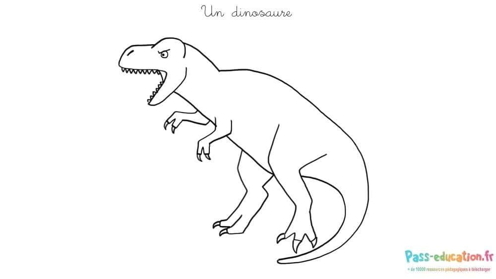 Coloriage T-Rex prêt à rugir à imprimer et colorier