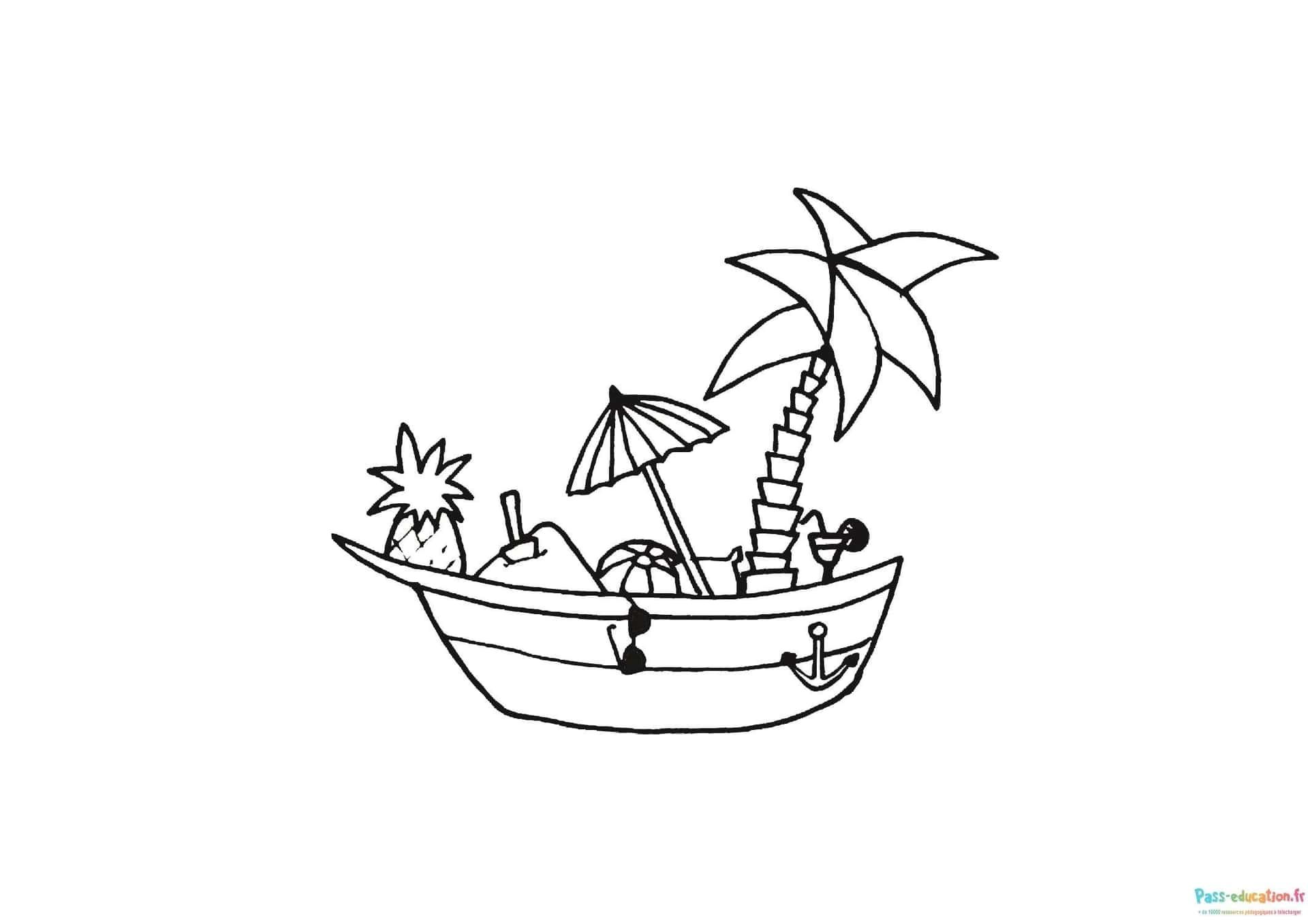 Coloriage Vacances tropicales à imprimer et colorier
