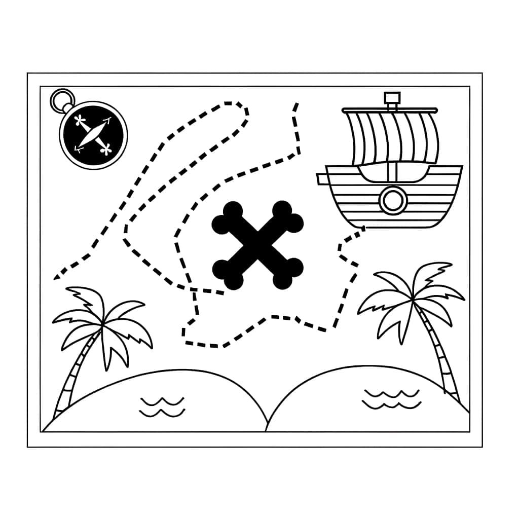 Coloriage Carte Au Trésor à imprimer et colorier