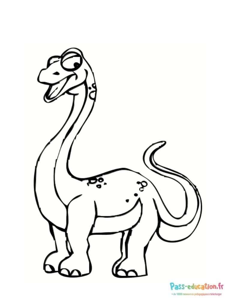 Coloriage Dinosaure souriant à imprimer et colorier