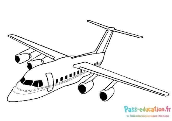 Coloriage Avion à réaction à imprimer et colorier