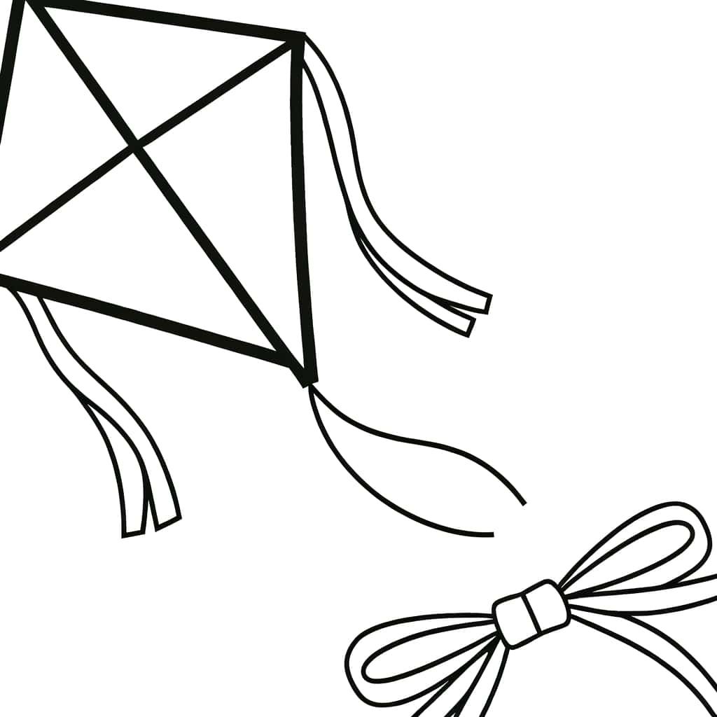 Coloriage Cerf-volant dans le ciel à imprimer et colorier