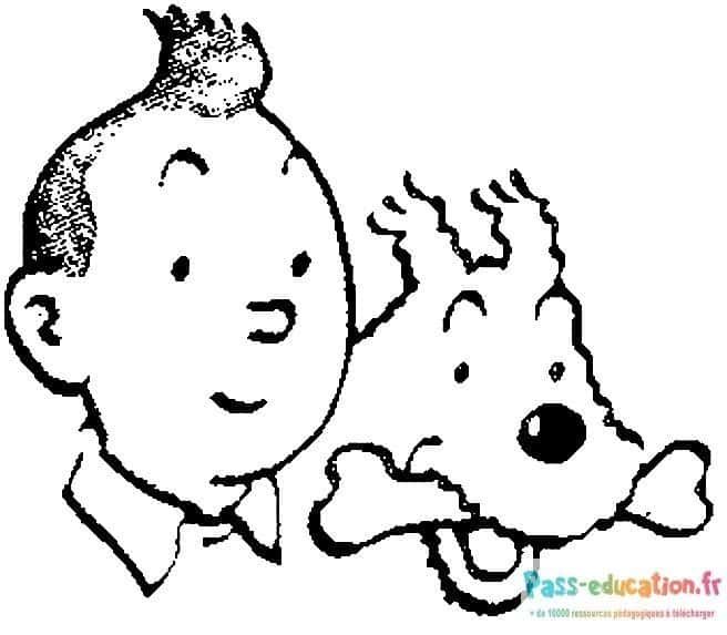 Coloriage Tintin et Milou à imprimer et colorier