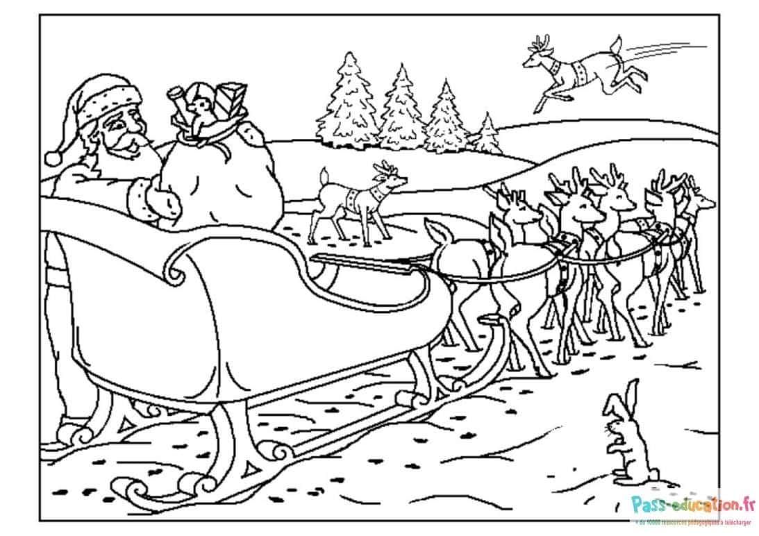 Coloriage Traineau Père Noël à imprimer et colorier