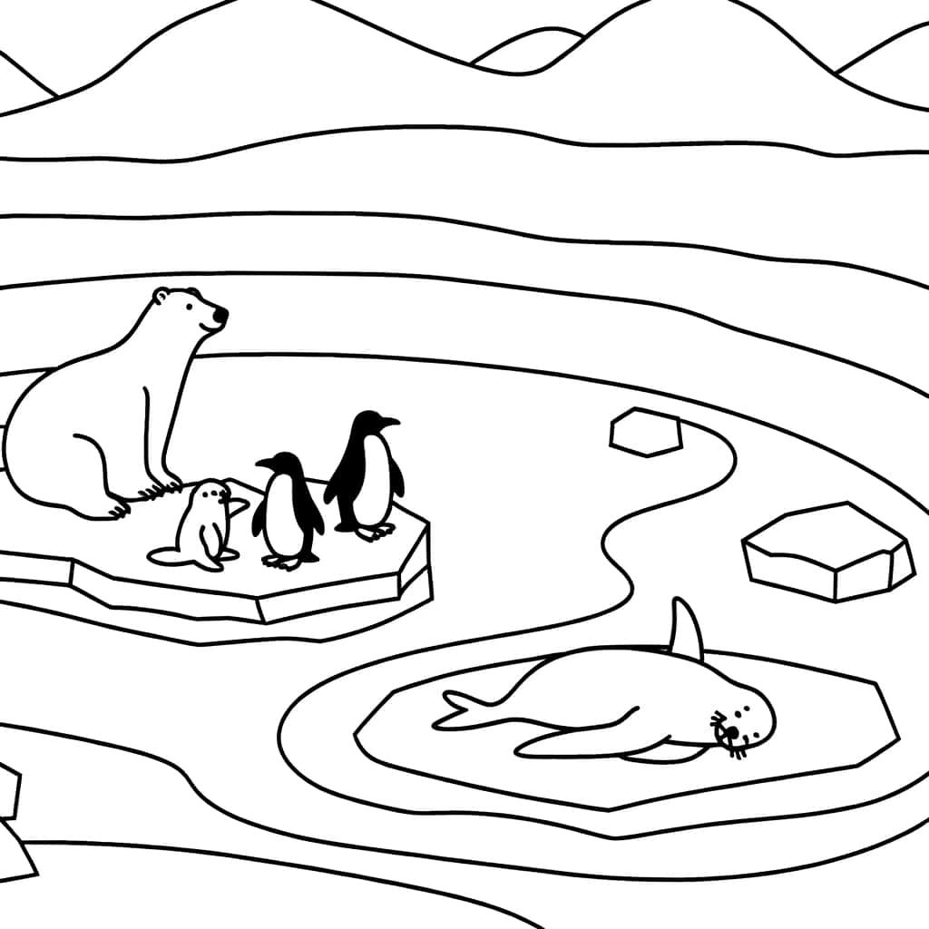 Coloriage Banquise arctique à imprimer et colorier