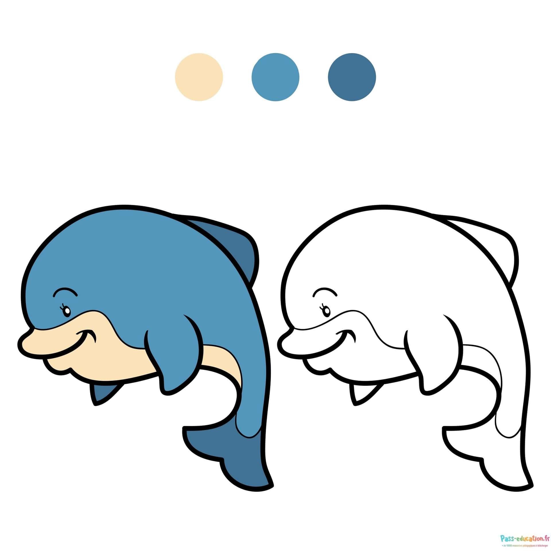 Coloriage Dauphins joyeux à imprimer et colorier