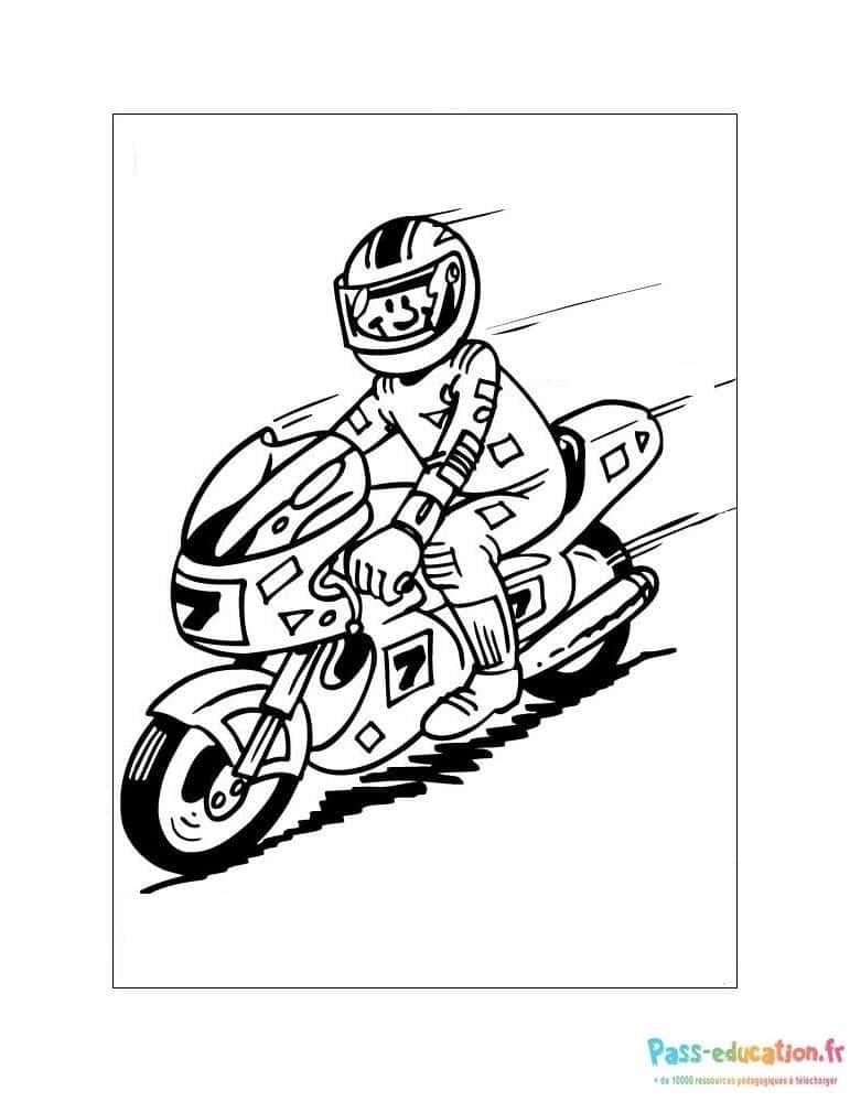 Coloriage Motard à pleine vitesse à imprimer et colorier