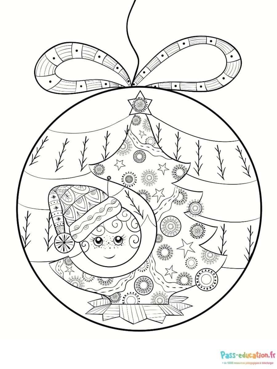 Coloriage Boule de Noël enchantée à imprimer et colorier