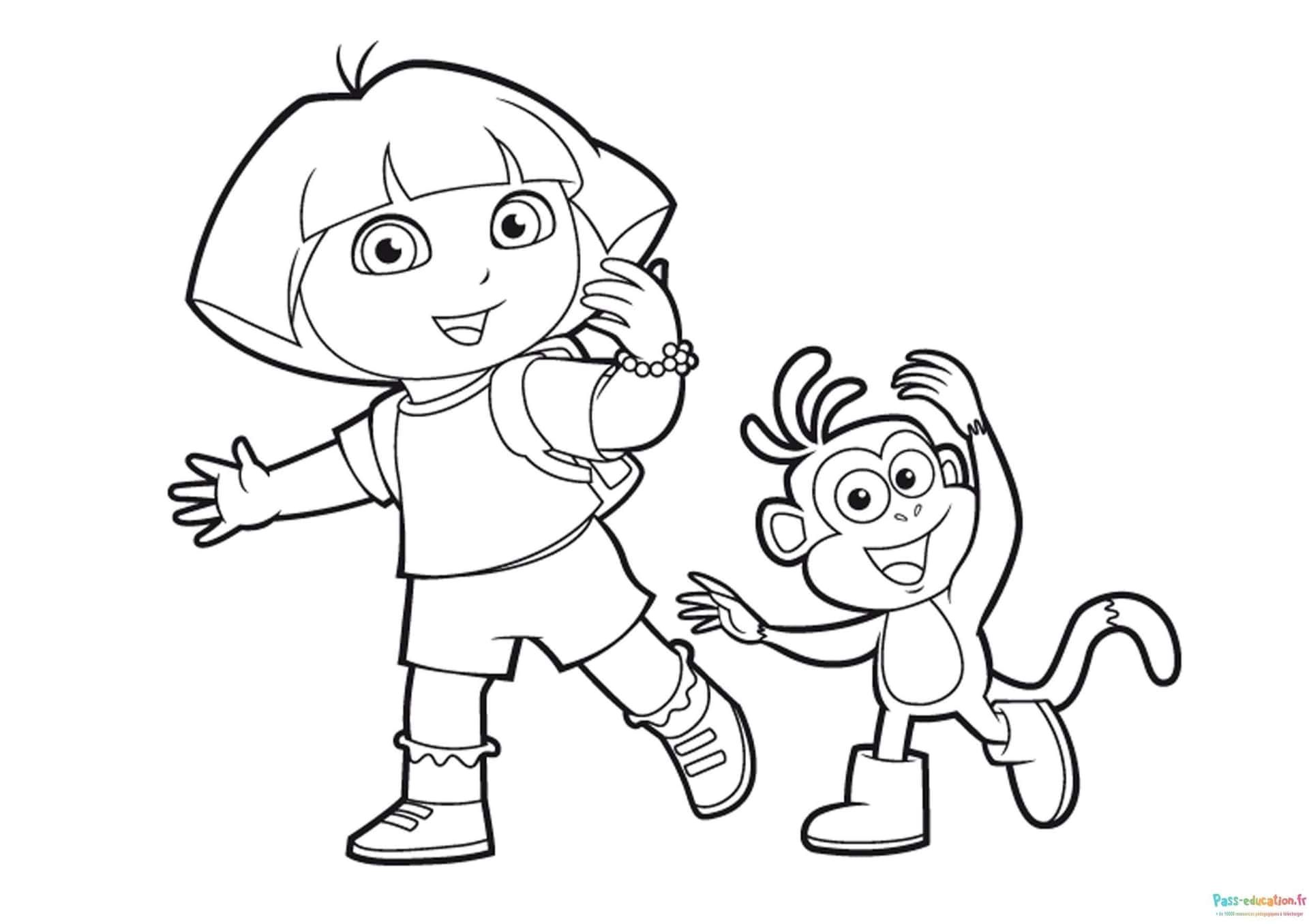 Coloriage Dora et Babouche à imprimer et colorier
