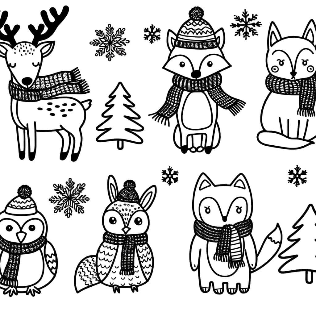 Coloriage Animaux Hiver à imprimer et colorier