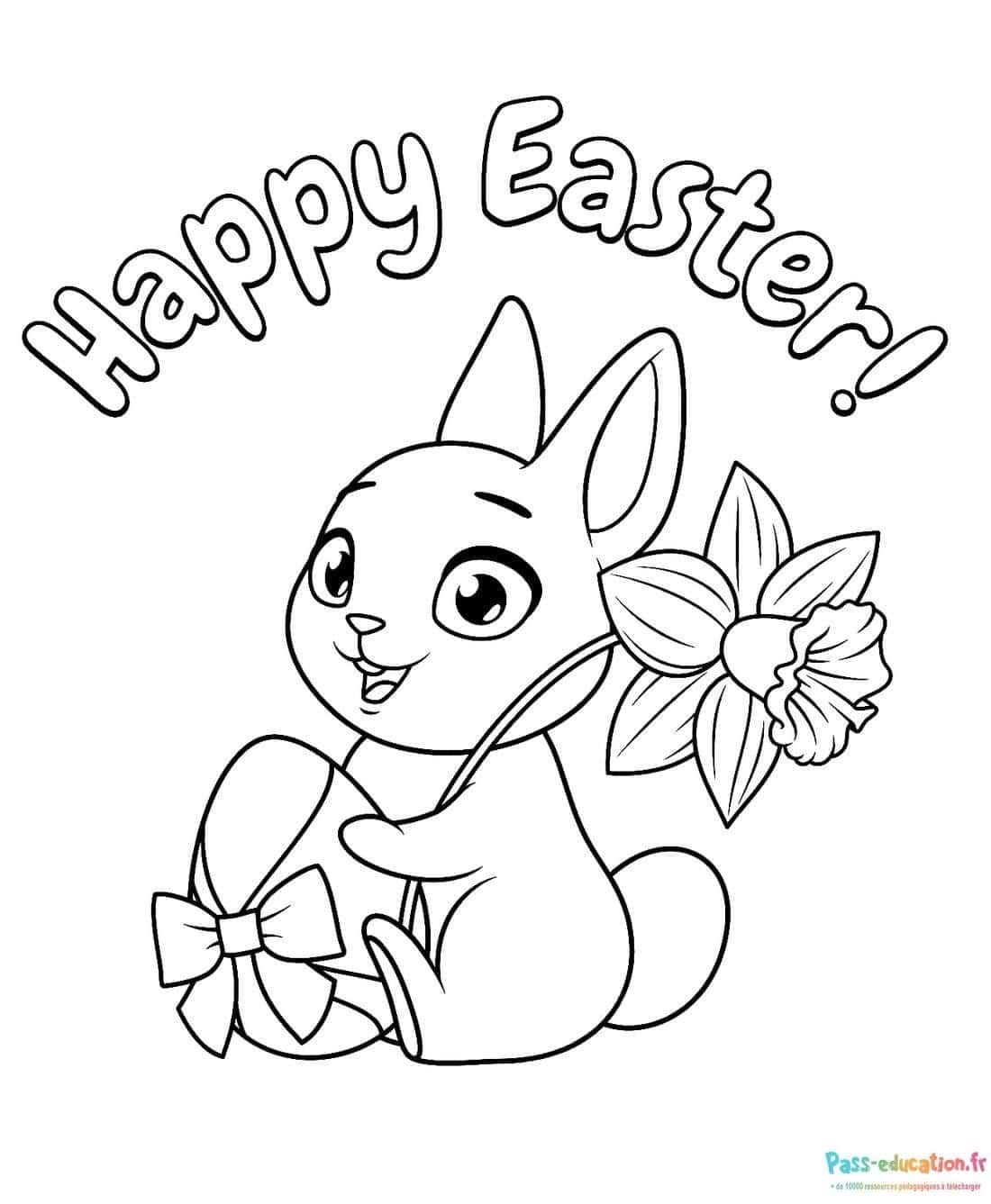 Coloriage Joyeuses Pâques à imprimer et colorier