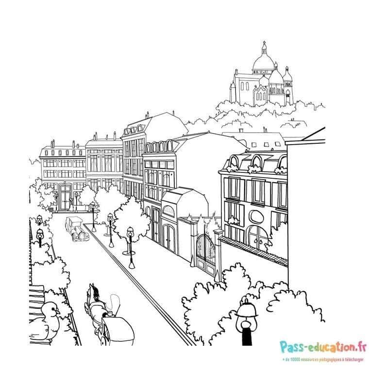 Coloriage Scène urbaine à imprimer et colorier