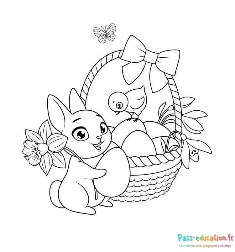 Coloriage Pâques joyeuses à imprimer et colorier