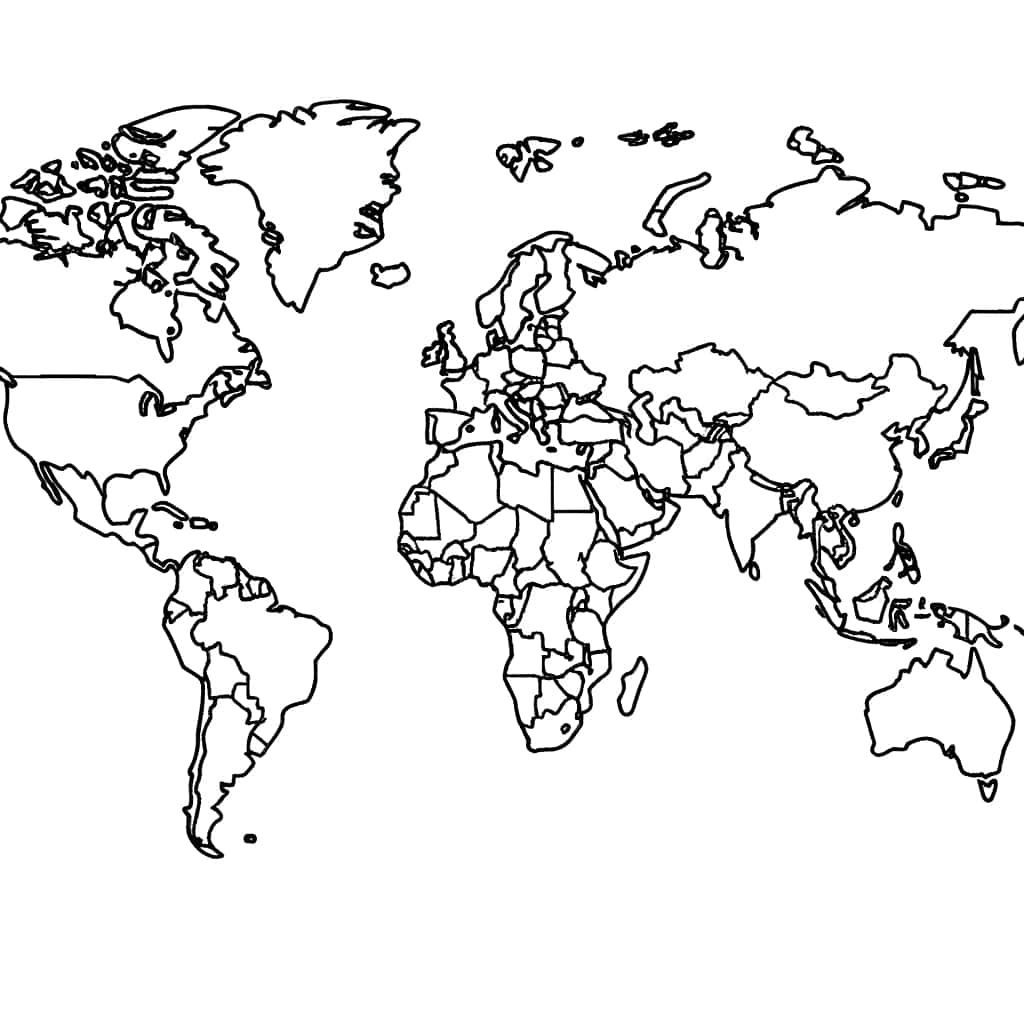 Coloriage Carte du monde à imprimer et colorier