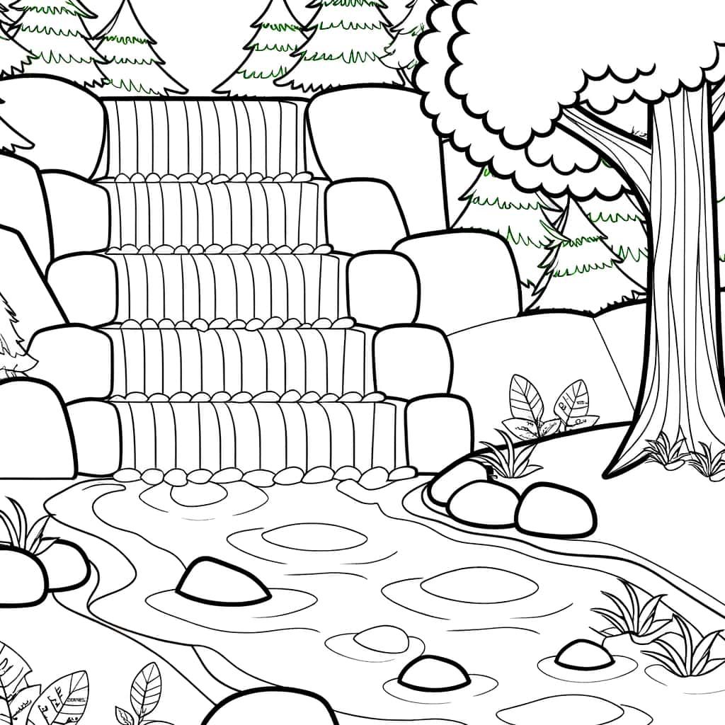 Coloriage Cascade apaisante à imprimer et colorier