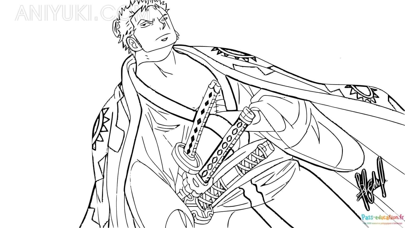 Coloriage Zoro One Piece à imprimer et colorier