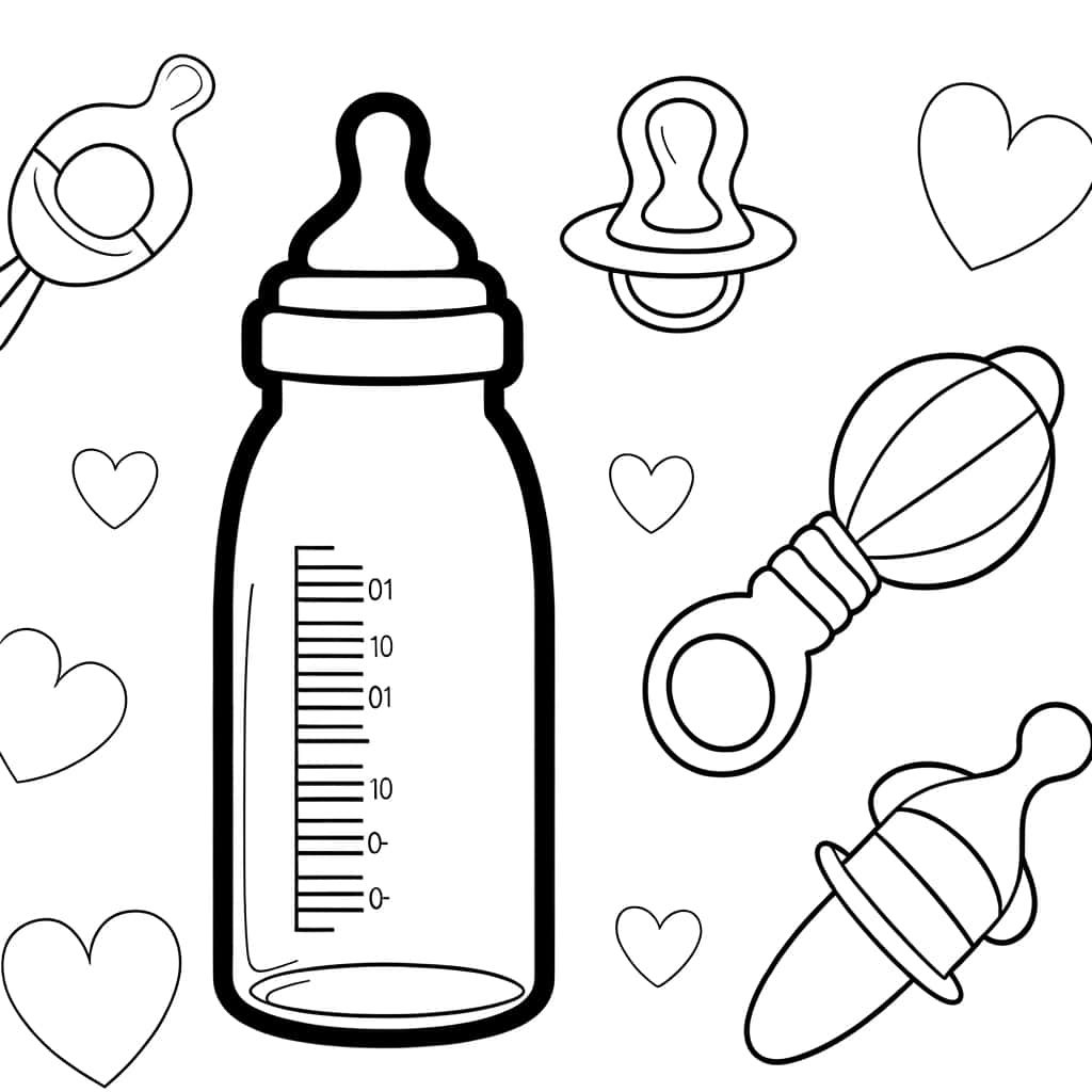 Coloriage Biberon et tétines à imprimer et colorier