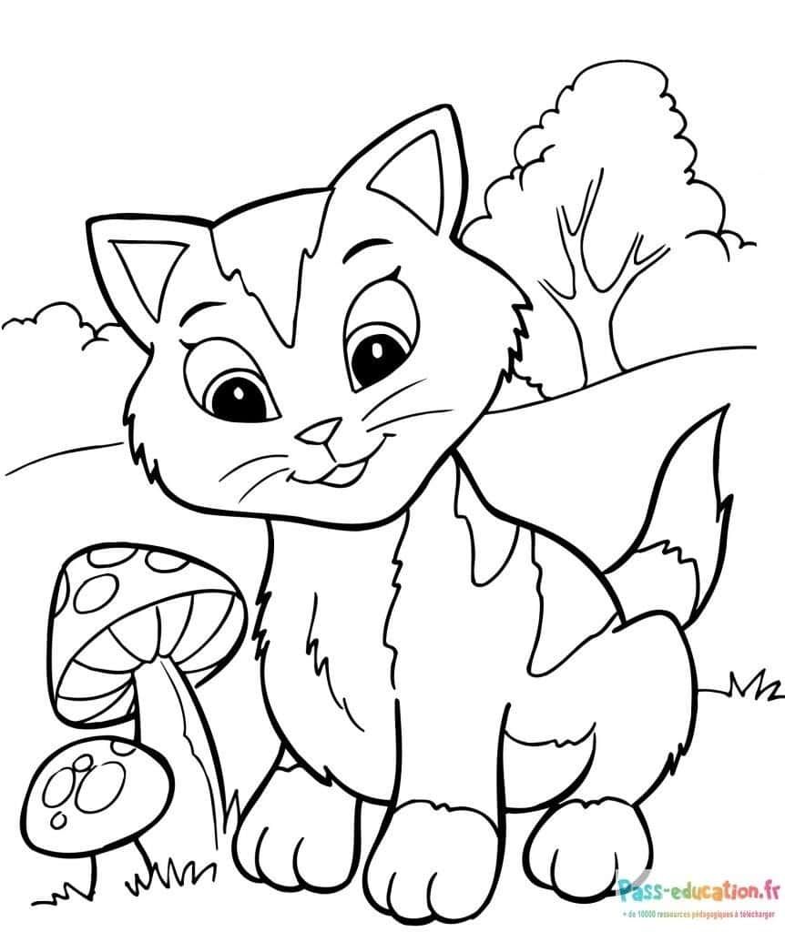 Coloriage Chat souriant à imprimer et colorier