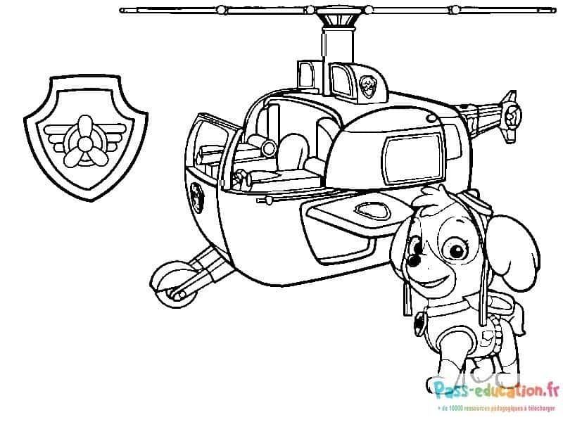Coloriage Stella et son hélicoptère à imprimer et colorier