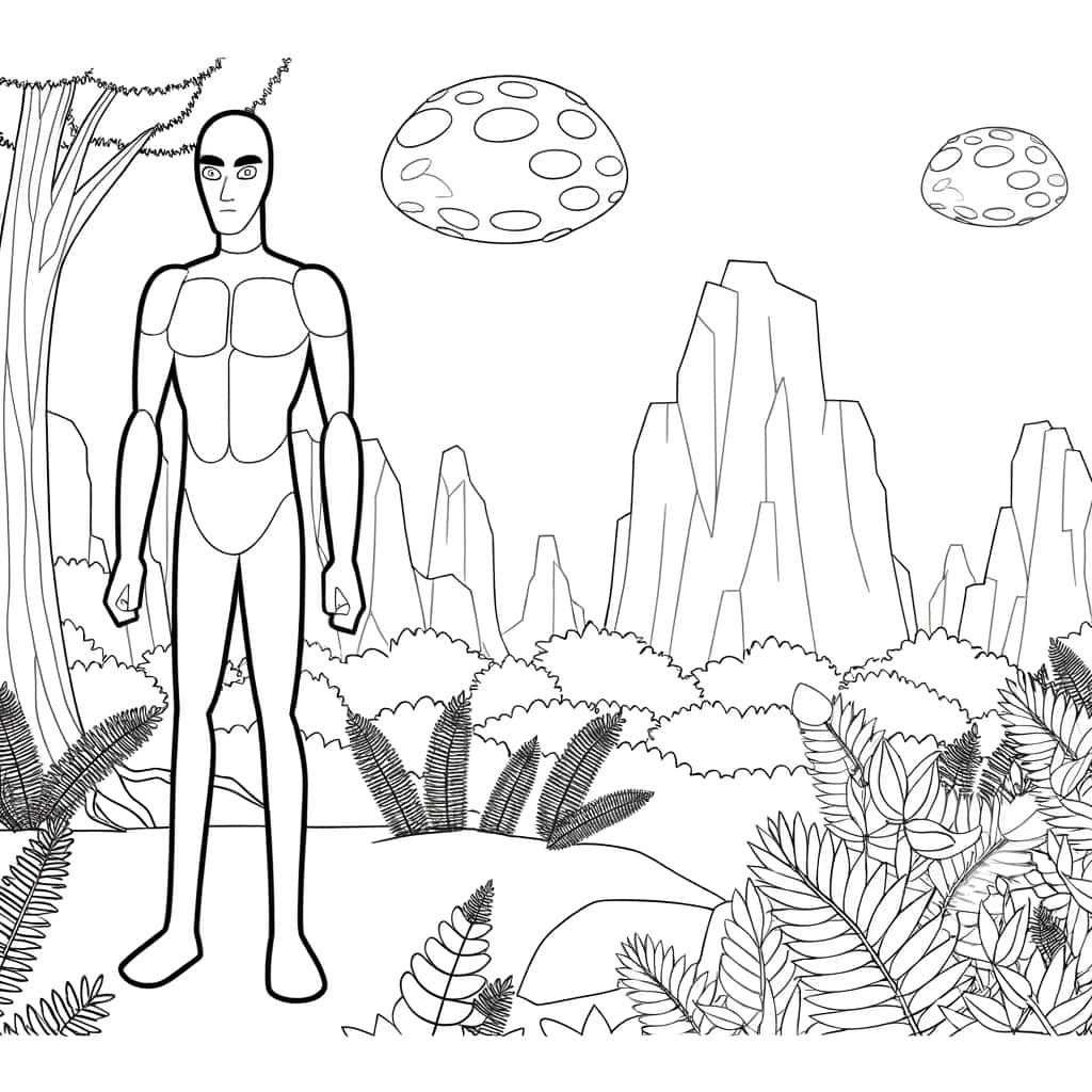 Coloriage Avatar en environnement extraterrestre à imprimer et colorier