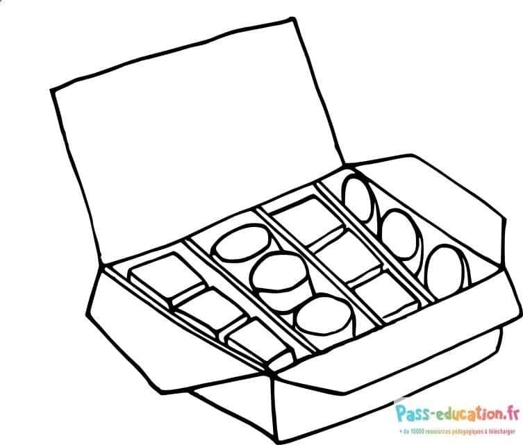 Coloriage Boîte de chocolats à imprimer et colorier