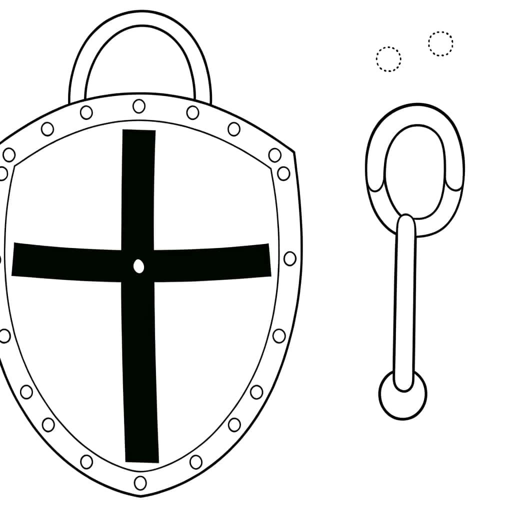 Coloriage Bouclier et épée à imprimer et colorier
