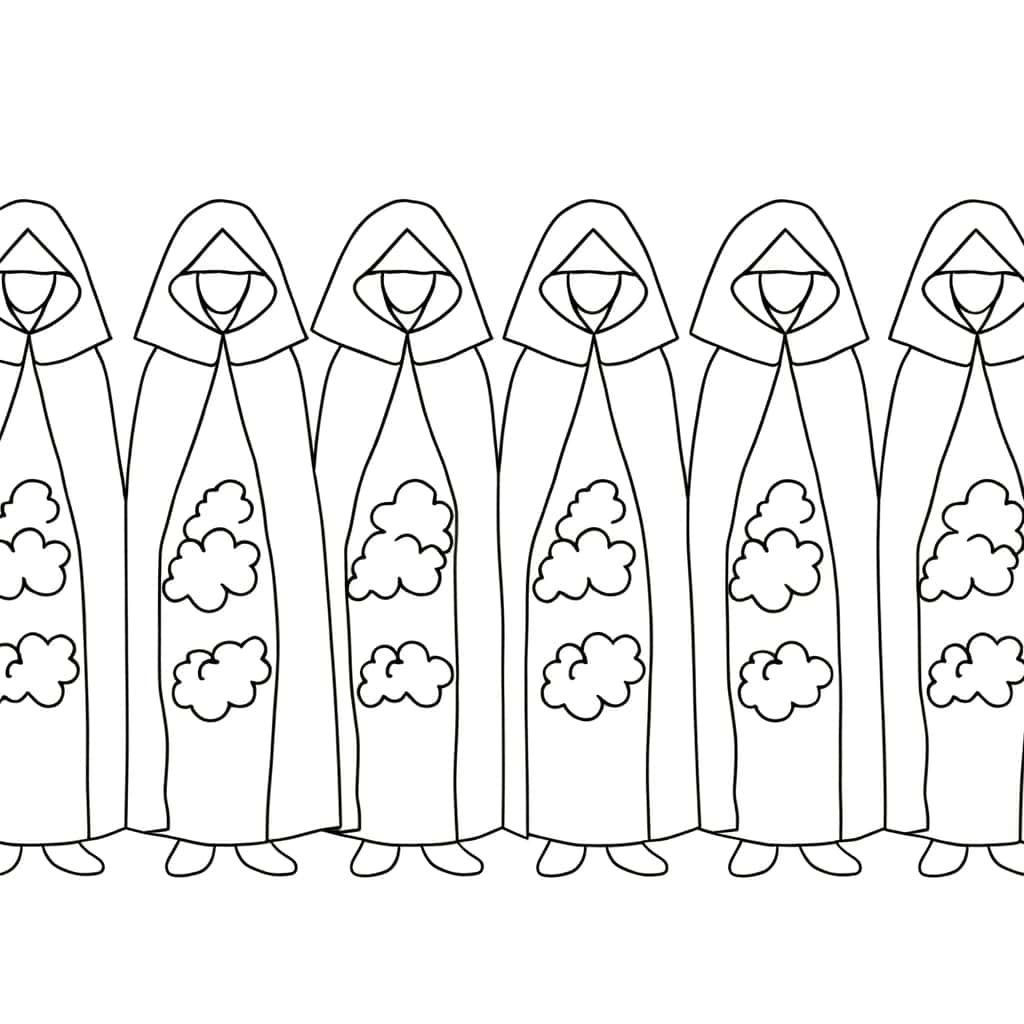 Coloriage Akatsuki robes alignées à imprimer et colorier