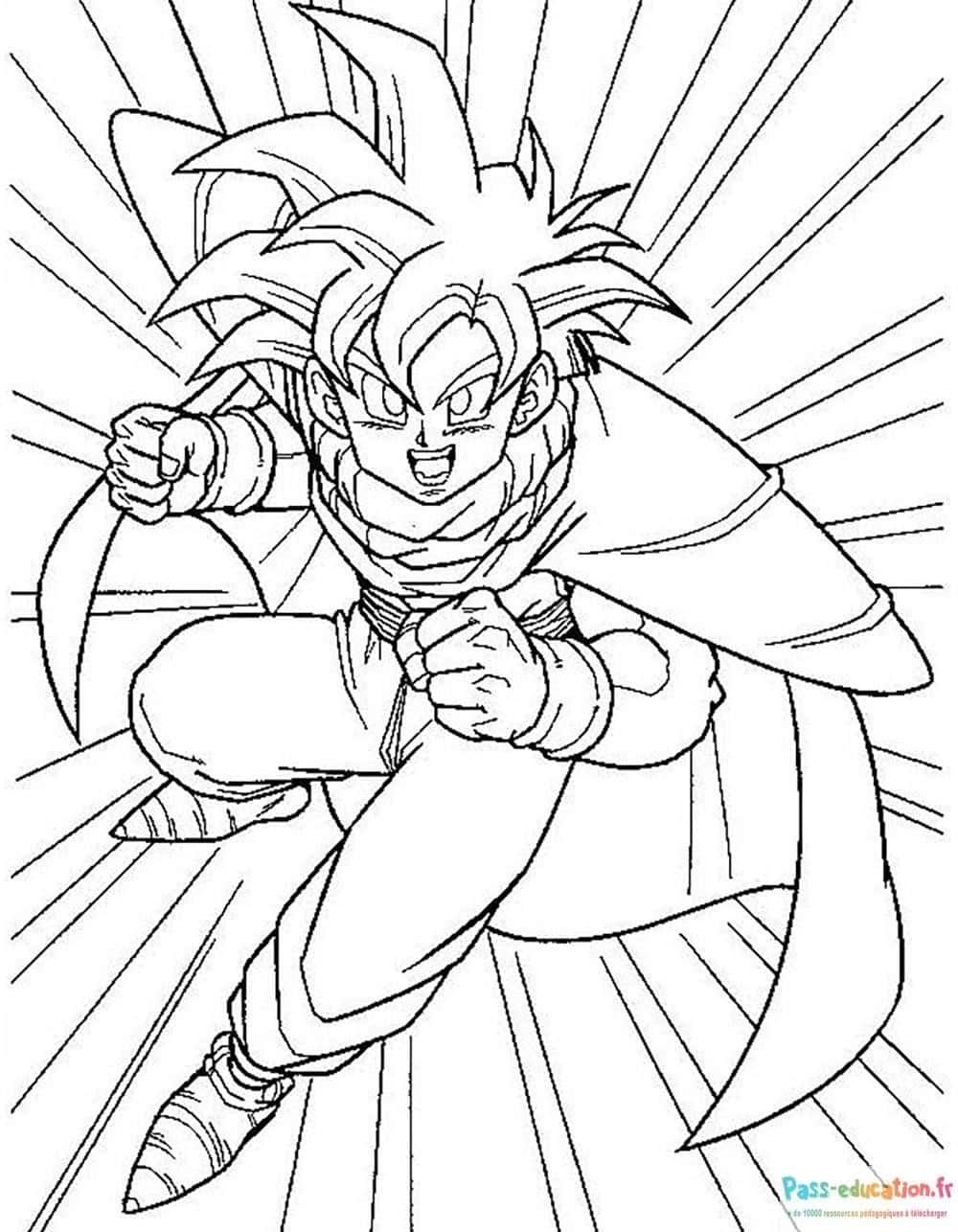 Coloriage Guerrier anime dynamique à imprimer et colorier