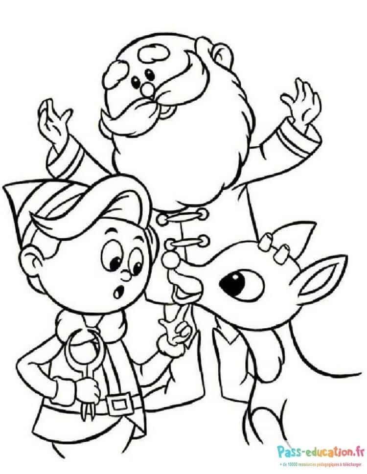 Coloriage Lutins et renne à imprimer et colorier