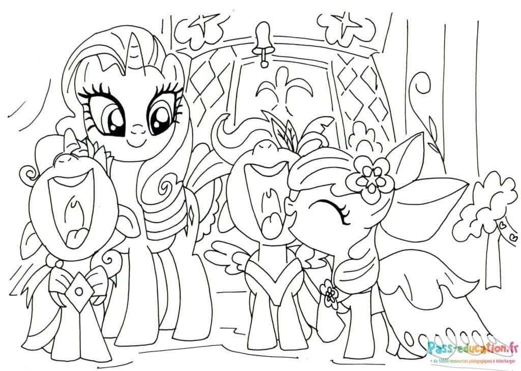 Coloriage Poneys joyeux à imprimer et colorier