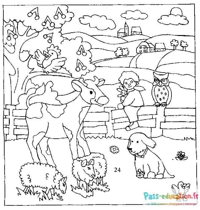 Coloriage Ferme joyeuse à imprimer et colorier