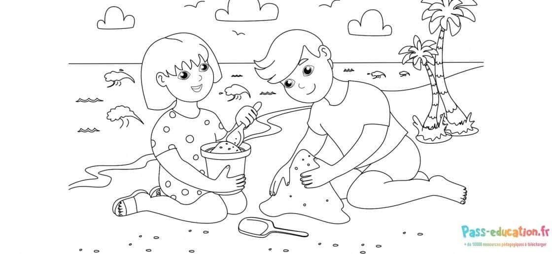 Coloriage Jeux sur la plage à imprimer et colorier