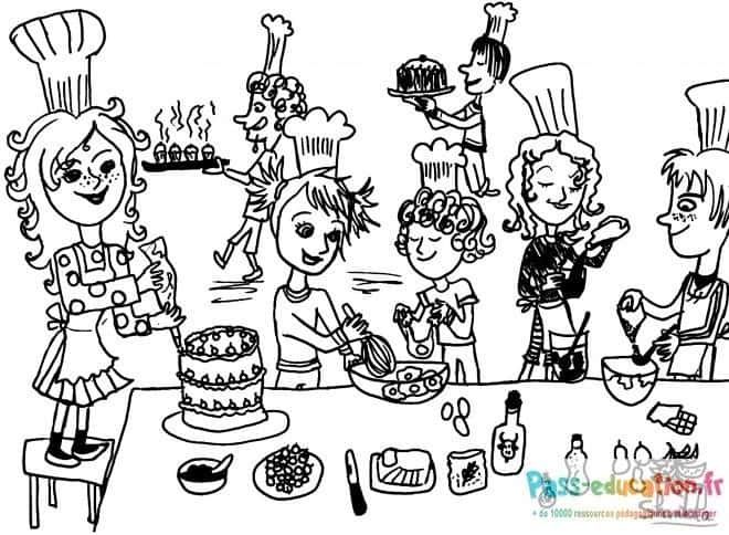 Coloriage Petits chefs cuisiniers à imprimer et colorier